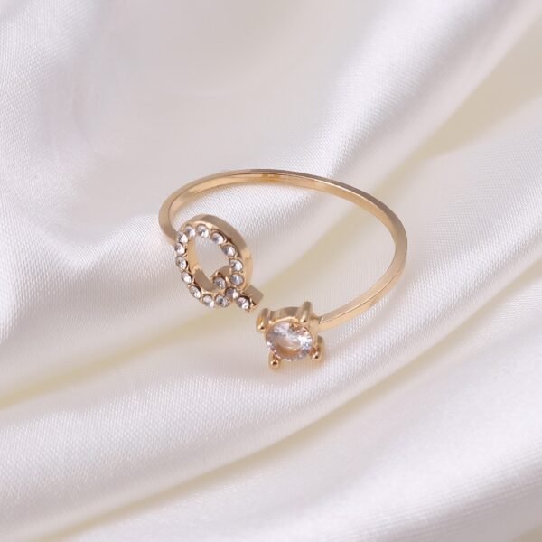 Adjustable Women's Letter Ring in Silver and Gold - Image 4