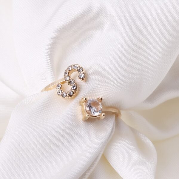 Adjustable Women's Letter Ring in Silver and Gold - Image 3