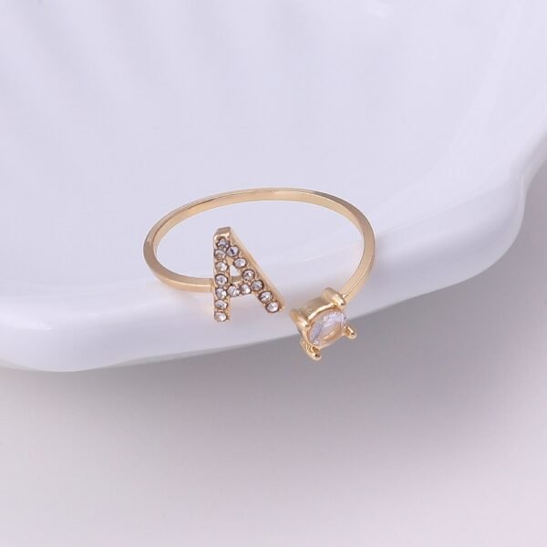 Adjustable Women's Letter Ring in Silver and Gold - Image 5