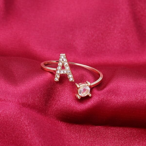 Adjustable Women's Letter Ring in Silver and Gold - Image 6