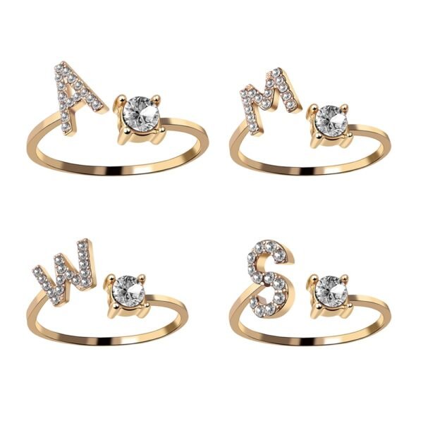 Adjustable Women's Letter Ring in Silver and Gold
